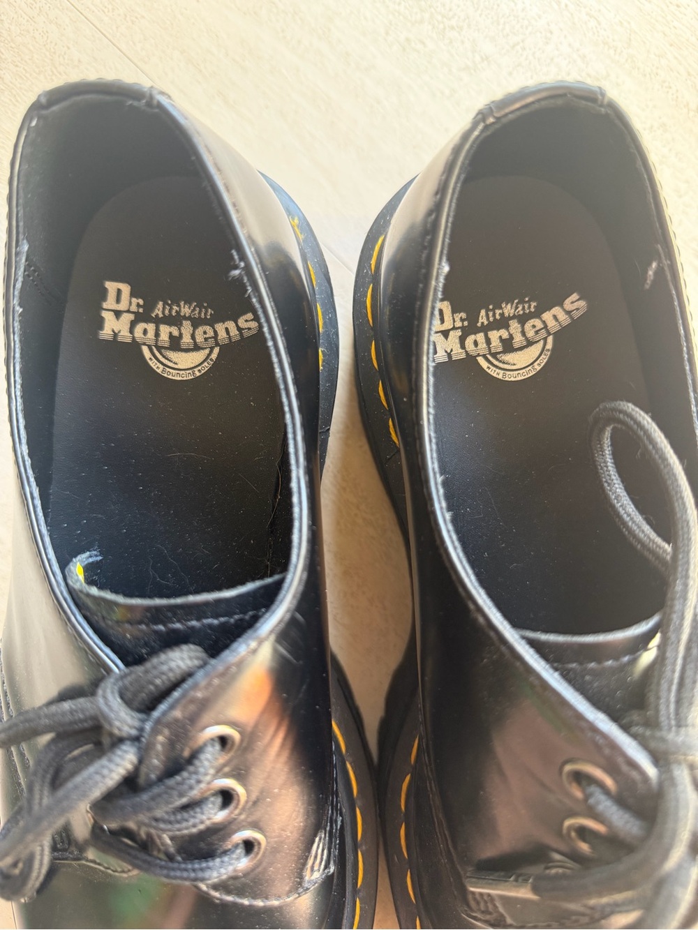 Dr. Martens 1461 Quad Chunky Platform Shoes Smooth Black Leather Goth Alt 90’s - Picture 4 of 10